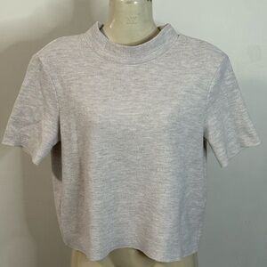 Zara Gray Mandarin Collar Boxy T-Shirt